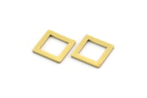 Brass Square Charm, 50 Raw Brass Square Connectors, Findings (10x1.5x0.80mm) A6785