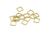 Brass Square Charm, 100 Raw Brass Square Connectors, Findings (10x0.80mm) A6798