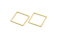 Brass Square Charm, 50 Raw Brass Square Connectors, Findings (21x0.80mm) A6796