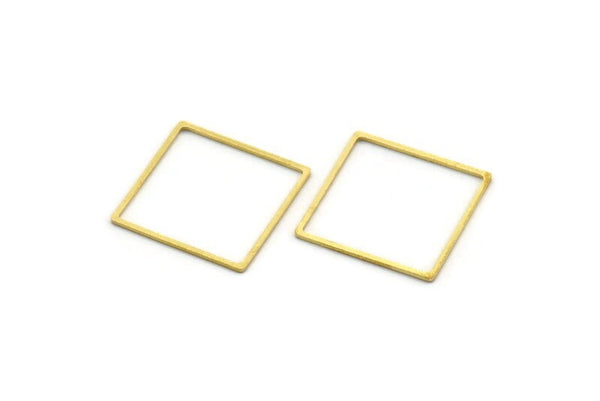 Brass Square Charm, 50 Raw Brass Square Connectors, Findings (21x0.80mm) A6796