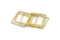 Brass Square Charm, 50 Raw Brass Square Connectors, Findings (21x0.80mm) A6796