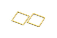 Brass Square Charm, 50 Raw Brass Square Connectors, Findings (14x0.80mm) A6797