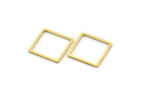 Brass Square Charm, 50 Raw Brass Square Connectors, Findings (14x0.80mm) A6797