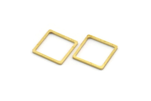 Brass Square Charm, 50 Raw Brass Square Connectors, Findings (12x0.80mm) A6799