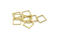 Brass Square Charm, 50 Raw Brass Square Connectors, Findings (12x0.80mm) A6799