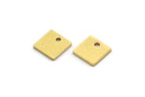 Brass Square Charm, 50 Raw Brass Tiny Square Charms With 1 Hole (7x0.80mm) A6789
