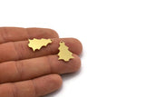 Brass Tree Charm, 12 Raw Brass Tree Charms With 1 Hole, Pendant, Findings (23x15x0.80mm) A6779
