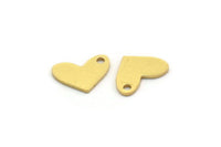 Brass Heart Charm, 24 Raw Brass Heart Charms With 1 Hole, Findings (11.5x8x0.80mm) A6782