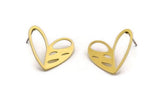 Brass Heart Earring, 8 Raw Brass Heart Stud Earrings, Findings (21x21x0.60mm) A3478 A3563