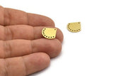 Brass Slice Charm, 24 Raw Brass Slice Shapes Charms With 10 Holes, Charm Findings (14x14x0.80mm) A3665