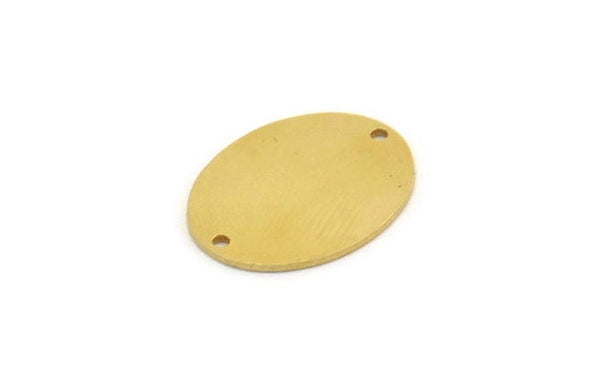 Brass Oval Charm, 8 Raw Brass Oval Charms With 2 Holes, Connectors (22x17x0.80mm) A3591