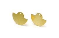 Semi Circle Earring, 4 Raw Brass Semi Circle Stud Earrings With 1 Hole (24x17.5x0.8mm) U104 A3604