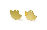 Semi Circle Earring, 4 Raw Brass Semi Circle Stud Earrings With 1 Hole (24x17.5x0.8mm) U104 A3604