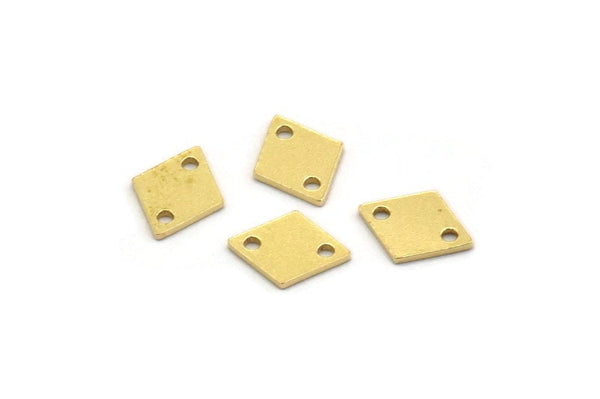 Brass Diamond Charm, 50 Raw Brass Diamond Charms With 2 Hole, Findings (9x7x0.60mm) A6815