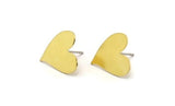 Brass Heart Earring, 8 Raw Brass Heart Stud Earrings (16x15x0.60mm) A5629 A6829