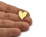 Brass Heart Earring, 8 Raw Brass Heart Stud Earrings (16x15x0.60mm) A5629 A6829