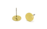 Brass Round Earring, 12 Raw Brass Round Stud Earrings With 1 Hole (8x0.60mm) A6826