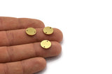 Brass Round Charm, 24 Raw Brass Round Shaped Charms With 2 Holes, Connectors (11x1mm) A6810