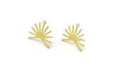 Brass Sun Earring, 4 Raw Brass Sun Stud Earrings With 1 Loop (20x25x0.80mm) M02291 A6834