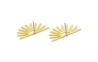Brass Sun Earring, 4 Textured Raw Brass Sun Stud Earrings (16x30x0.80mm) M02310 A6824