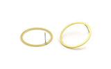28mm Circle Earring, 8 Raw Brass Circle Stud Earrings (28x1.3x1mm) A3783 A6823