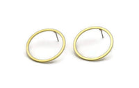 28mm Circle Earring, 8 Raw Brass Circle Stud Earrings (28x1.3x1mm) A3783 A6823