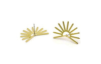Brass Sun Earring, 4 Raw Brass Sun Stud Earrings (18x25x0.80mm) M02285 A6821