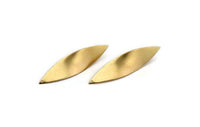 Brass Leaf Earring, 4 Raw Brass Leaf Stud Earrings (52x13mm) Bs 1297 A6833