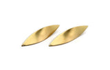Brass Leaf Earring, 4 Raw Brass Leaf Stud Earrings (52x13mm) Bs 1297 A6833