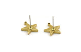 Raw Brass Star Earring, 4 Raw Brass Flat Star Stud Earrings With 1 Loop (14x12.5mm) BS 1721 A6832