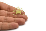 Brass Sun Earring, 4 Raw Brass Sun Stud Earrings With 1 Loop (22x30x0.80mm) M02268 A6831