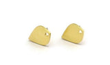 Brass Diamond Earring, 8 Raw Brass Diamond Stud Earrings With 1 Hole (13x9x1mm) A5563 A3518