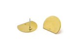 Semi Circle Earring, 8 Raw Brass Semi Circle Stud Earrings With 1 Hole (18.5x14.5x0.80mm) BS 1724 A3513
