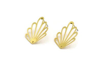 Brass Leaf Earring, 8 Raw Brass Leaf Stud Earrings With 1 Hole, Charm Pendants (27.5x20x0.60mm) A5047 A3512