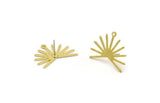 Brass Sun Earring, 4 Textured Raw Brass Sun Stud Earrings With 1 Loop (20x25x0.80mm) M02292 A6835