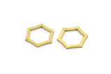 Brass Hexagon Charm, 100 Raw Brass Hexagon Rings, Connectors (11x9.5x0.60mm) SMP0003