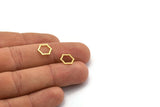 Brass Hexagon Charm, 100 Raw Brass Hexagon Rings, Connectors (11x9.5x0.60mm) SMP0003