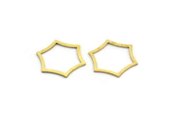 Brass Hexagon Charm, 50 Raw Brass Hexagon Rings, Connectors (16x14x0.60mm) SMP0005