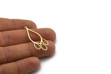 Brass Drop Charm, 24 Raw Brass Drop Shaped Charms With 1 Loop, Findings (38.5x16x0.60mm) SMP0006 A2823