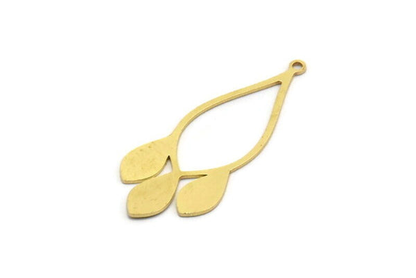 Brass Drop Charm, 12 Raw Brass Drop Shaped Charms With 1 Loop, Findings (38.5x16x0.60mm) SMP0007