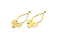 Brass Drop Charm, 12 Raw Brass Drop Shaped Charms With 1 Loop, Findings (38.5x16x0.60mm) SMP0007