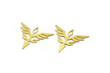 Brass Wing Charm, 12 Raw Brass Wing Symbol Charms, Charm Pendants, Findings (28x32x0.60mm) SMP0009