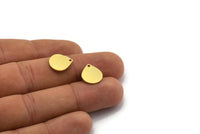 Brass Drop Charm, 24 Raw Brass Drop Charms With 1 Hole, Earring Findings (13x12x0.80mm) SMP0010