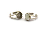 Silver Ring Setting, Antique Silver Plated Brass Adjustable Ring - Ring Stone Setting - Pad Size 12x10mm N1387