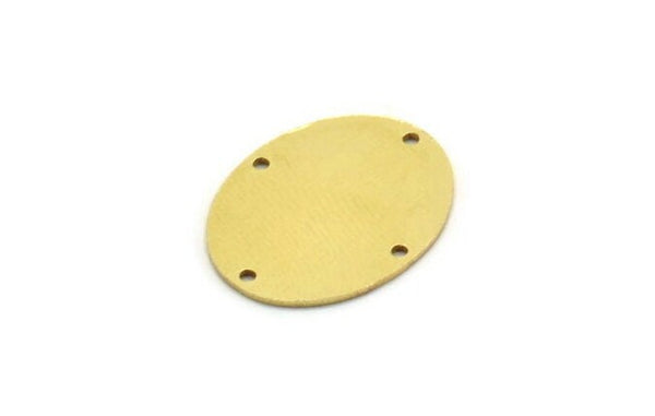 Brass Oval Charm, 8 Raw Brass Oval Charms With 4 Holes, Connectors (22x17x0.80mm) A3587