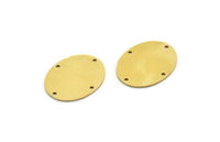 Brass Oval Charm, 8 Raw Brass Oval Charms With 4 Holes, Connectors (22x17x0.80mm) A3587