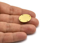 Brass Oval Charm, 8 Raw Brass Oval Charms With 4 Holes, Connectors (22x17x0.80mm) A3587