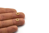 Brass Hexagon Charm, 100 Raw Brass Hexagon Rings, Connectors (8x7x0.60mm) SMP0011