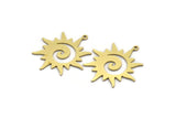 Brass Sun Charm, 12 Raw Brass Sun Charms With 1 Loop, Charm Pendants (27x25x0.60mm) SMP0013