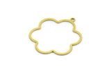 Brass Flower Charm, 24 Raw Brass Flower Shaped Charms With 1 Loop, Findings (28x24x0.60mm) SMP0014